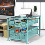 Simple Houseware Stackable 2 Tier Sliding Basket Organizer Drawer, Turquoise - color: Turquoise, size: 2-Tier