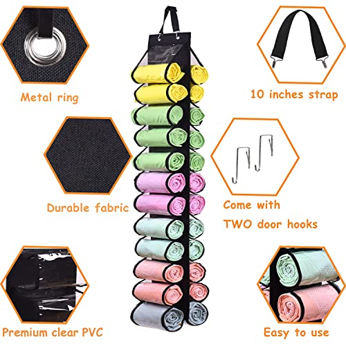 Legging Storage Bag Storage Hanger Can Holds 24 Leggings or Shirts Jeans Compartment Storage Hanger, Foldable Leggings Organizer Clothes Portable Closets Roll Holder (Black) - color: Black