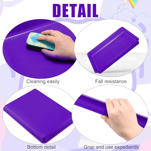Maitys 15 Pcs Flat Plastic Trays 16.1 x 11.8'' Sensory Storage Paper Tray Stackable Classroom Bins for Office Home Organizer Crafts Supplies(Purple) - color: Purple