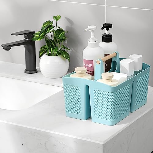 rejomiik Portable Shower Caddy Basket Plastic Cleaning Caddy Organizer Storage Tote with Handle for Bathroom, College, Dorm Room Essentials, Blue - color: Blue