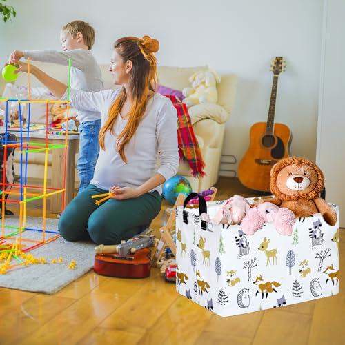 Baby Hamper Girls Storage Basket Collapsible Canvas Women Organizer Bin Gift Shelf Baskets for Home and Outdoor Room Decor - color: animal