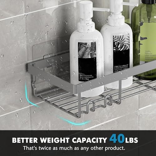 Moforoco Adhesive Shower Caddy Organizer Shelves Rack - 5 Pack Corner Bathroom Storage Organization, Home & Kitchen Decor Inside RV Accessories, Hanging First Apartment Household Camper Essentials - color: Grey