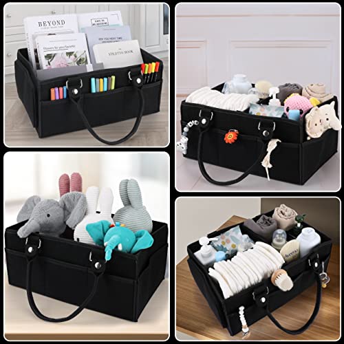 XUANGUO Baby Diaper Caddy Organizer for Girl Boy Large Nursery Storage Bin Basket Portable Holder Tote Bag for Changing Table and Car Baby Shower Gifts Newborn Essentials Must Haves Items black - color: black