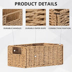 6 Pack Small Wicker Baskets, Wicker Woven Storage Basket Toilet Paper Baskets with Handles, Towel Basket for Home Organizing Shelves (Beige) - color: Beige