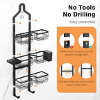 Vatex Shower Caddy Hanging Organizer, 3 Tier Adjustable Bathroom Shelves, Rustproof Over The Showerhead/Door Hanging Shelf for Inside Shower - No Drilling Shower Rack Bath Storage With Soap Holder