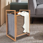 One-Section Organizer Storage Shelf with Bamboo Frame and Baskets Storage Drawers Unit,Laundry Towel Hamper Cabinet Tower One Part Compartment Sorter Basket - style: 1-Section,Style 1