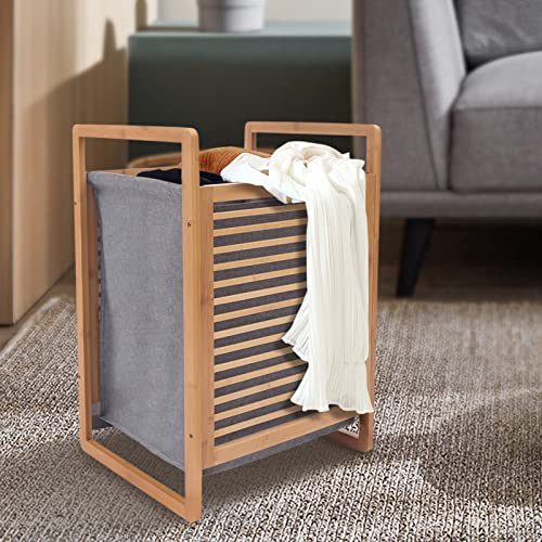 One-Section Organizer Storage Shelf with Bamboo Frame and Baskets Storage Drawers Unit,Laundry Towel Hamper Cabinet Tower One Part Compartment Sorter Basket - style: 1-Section,Style 1