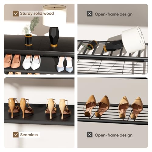 Mavivegue Metal Shoe Rack, 5 Tier Shoe Organizer with MDF Board and Non-Woven Fabric, Shoe Rack for Entryway and Closet,Industrial, Rustic Brown - size: 5 Tier