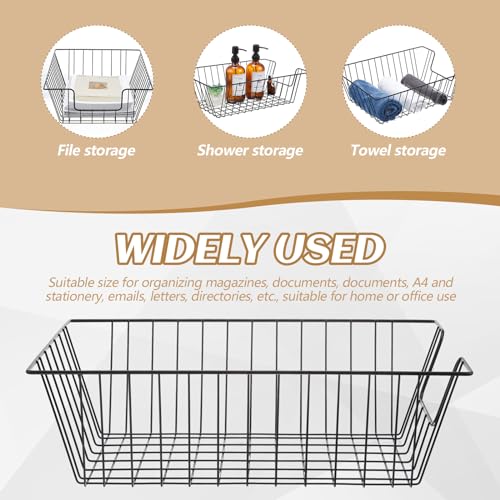 Yeaqee 6 Pcs Letter Tray Wire Paper Trays Stackable File Desk Organizer Metal File Paper Holder Basket for Desk Desktop Letter Storage for Office Home Classroom School(17'' x 12'' x 5 '',Black) - color: Black, size: 17'' X 12'' X 5