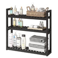 FILWH Bathroom Shelf Bamboo Organizer Rack Adjustable 3-Tier Storage Shelf Wall Mounted Storage Rack Over The Toilet Utility Shelves Living Room Kitchen Shelf(Black) - color: Black