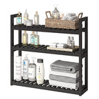 FILWH Bathroom Shelf Bamboo Organizer Rack Adjustable 3-Tier Storage Shelf Wall Mounted Storage Rack Over The Toilet Utility Shelves Living Room Kitchen Shelf(Black) - color: Black