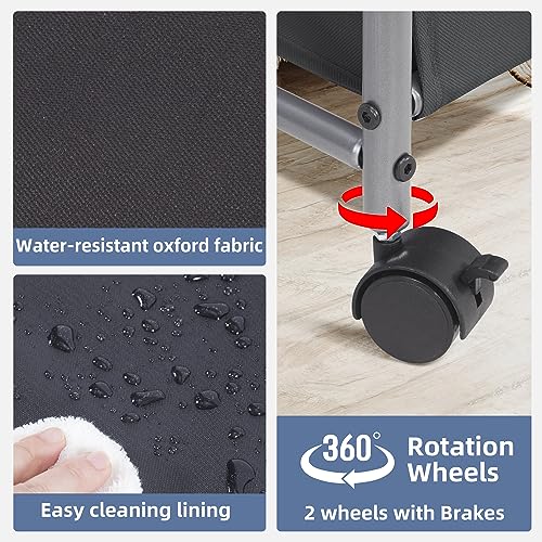 STORAGE MANIAC Rolling Laundry Hamper with Lid, 85 L Laundry Sorter with Wheels, 2 Loads Dirty Clothes Hamper, Laundrys Organizer, Clothes Basket Cart with Wheels for Small Space, Black