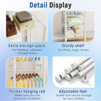 Raybee 88.2" W Clothes Rack Heavy Duty Clothing Racks for Hanging Clothes Extra Wide Portable Closet Loads 1200LBS Freestanding Garment Rack for Bedroom 88.2" W x 75.6" H x 15.7" D, White - color: White, style: NO COVER