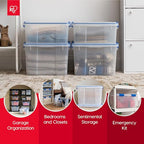 IRIS USA WeatherPro 16 Qt Storage Bins with Lids, 3 Pack, BPA-Free Plastic Gasket Box with Tight Latch and Seal, Stackable Nestable Tote Tub - Clear/Blue - size: 16 Qt. - 3 Pack