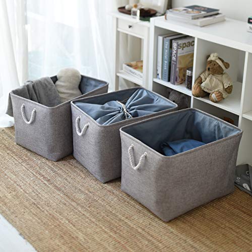 TheWarmHome Storage Baskets for Organizing, Sturdy Fabric Storage Basket , Foldable Storage Baskets for Shelves Closet Nursery Toy (Grey 3 Pack 20.5×15.7×13.8inch) - color: Grey, size: 3PCS/Extra Jumbo - 20.5Lx15.7Wx13.8H