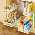 Under Sink Organizer 2-Pack, Metal 2-Tier Pull-Out Cabinet Shelf with Slide-Out Mesh Drawers, Height Adjustable, Space-Saving Under Sink Storage Racks for Kitchen, Bathroom, Laundry Room, White - color: White