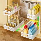Under Sink Organizer 2-Pack, Metal 2-Tier Pull-Out Cabinet Shelf with Slide-Out Mesh Drawers, Height Adjustable, Space-Saving Under Sink Storage Racks for Kitchen, Bathroom, Laundry Room, White - color: White