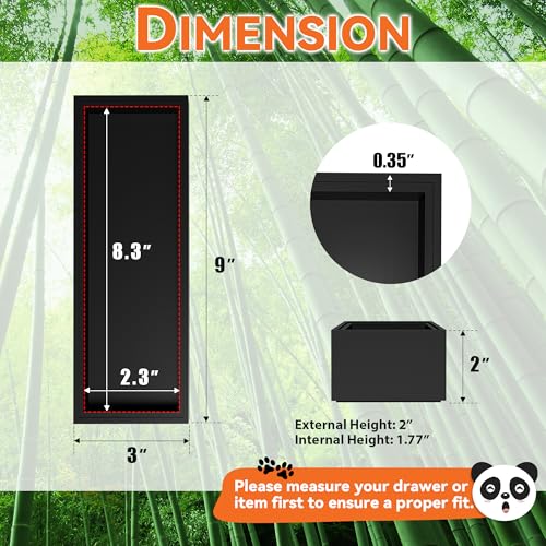 Premium Bamboo Kitchen Drawer Organizer - Set of 2, Stackable Utensils Holder, Storage Box Tray for Kitchen Drawers, Cabinet, Utensil, Silverware, Spatula, Flatware or Makeup, Vanity, Bathroom(Black) - color: Black, size: 9 x 3 x 2 Inch