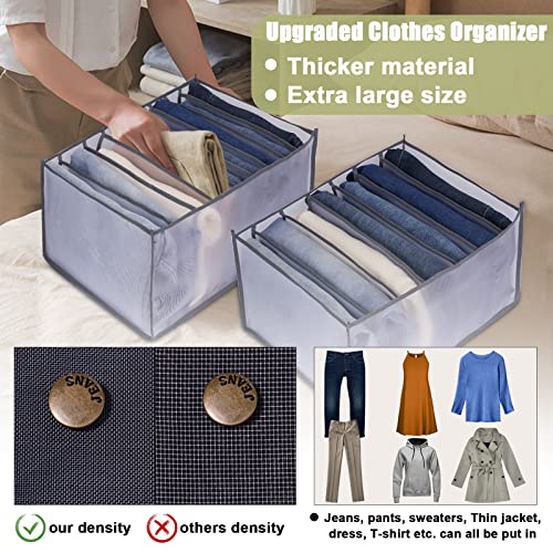 TOOVREN Jeans Organizer Extra Large 9 Grids, Closet Organizer with Foldable Drawer Compartments, Washable Clothing Storage Box 3-Pack - color: Upgraded 3PCS(Large 9 Grids,Gray)