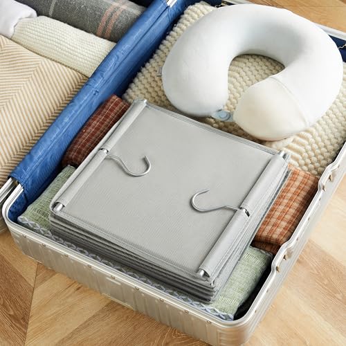 MAX Houser 6 Tier Shelf Hanging Closet Organizer, Closet Hanging Shelf with 2 Sturdy Hooks for Storage, Foldable (Light Grey) - color: Light Grey