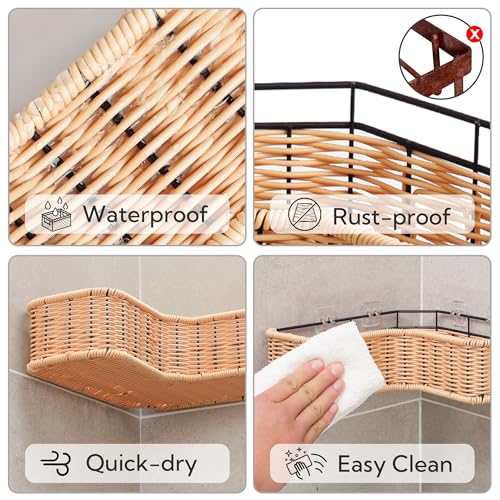 GRANNY SAYS Corner Shower Caddy, 2 Pack Rustproof Corner Shelves, Wicker Shower Organizers and Storage, Inside Shower Shelf for Home Decor - color: Natural, size: Corner