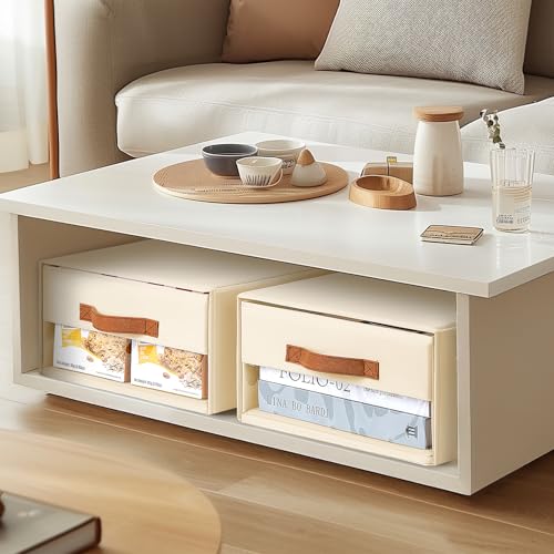 DIMJ Closet Organizers and Storage - Fabric Bins with Drawers for Closet Foldable Clothes Organizers with Clear Window, Stackable Storage Drawers for Bedroom, Living Room, 4-Pack, Beige - color: Beige, size: Large - 4 Pack