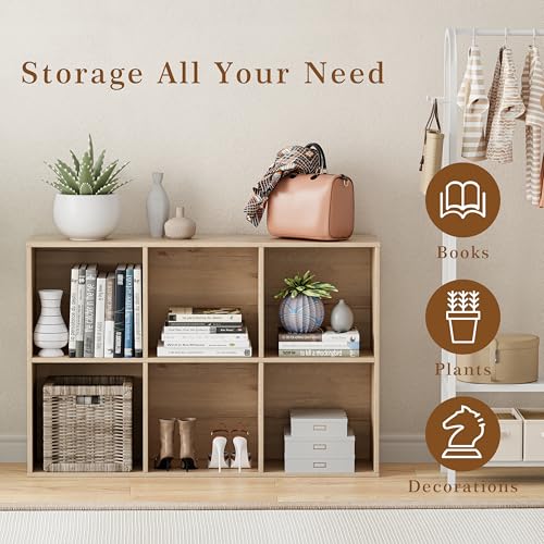 VDNEND Wooden Cube Storage Organizer with Closed Back Panel, 11in Cube Shelf Opening, Bookshelf, Display Shelf,Closet Cabinet for Home and Office (White Oak, 6-Cube 35.98L*9.45W*24.09H) - color: White Oak, size: 6-Cube 35.98L*9.45W*24.09H