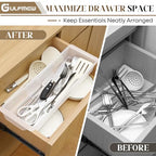 2 Pack Deep Drawer Organizer Bins, Adjustable Sliding Drawer Organizer Bin Expandable Tray for Kitchen Utensils, BBQ Tools, Towels, Durable Plastic Sliding for Easy Storage (17" to 27”) - size: 17" to 27”