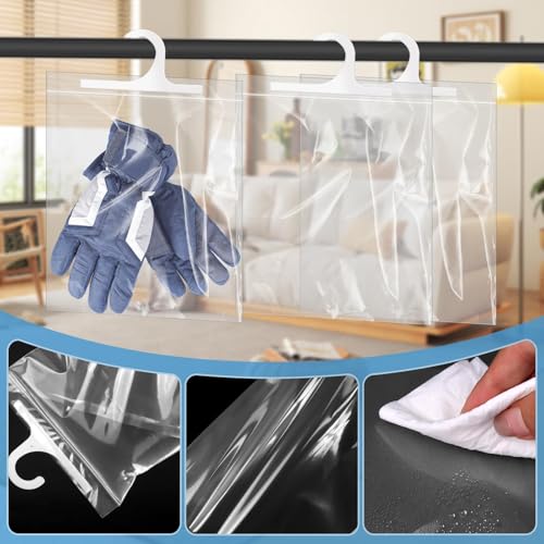 24 Pcs Hanging Storage Bags, Reusable Clear Hanging Bags, Hook Hanging Bags for Classroom, Library, Pharmacy, Armoire, Bathroom(10'' x 12.5'')