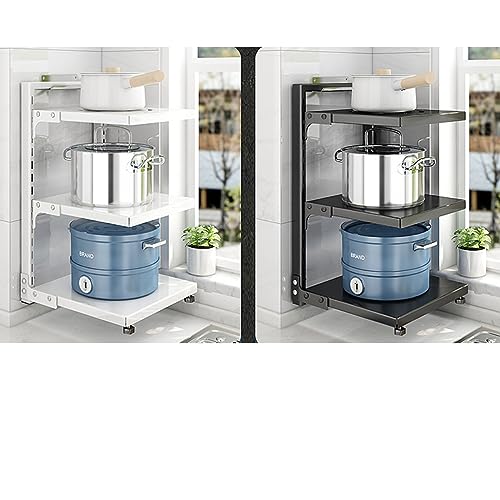 Heavy Duty Pan Rack, Pot Lid Rack, Kitchen Cabinet Pantry Cookware Organizer Rack Holder with 3 Adjustable Dividers, White Pots and Pans Organizer - color: White, size: 3 Tier