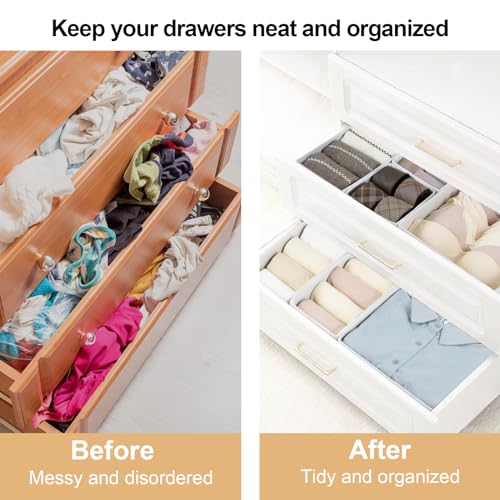 Fordonral 16 Pack Drawer Organizer Clothes, Foldable Fabric Dresser Organizer Closet Organizers and Storage Box for Underwear,Folded Clothes,Baby Clothing,Socks,Bra,Towels,Ties(White) - color: White, size: 16 Pack
