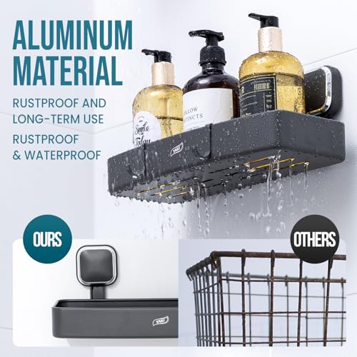 TAILI Shower Caddy Suction Cup, Heavy Duty Shower Organizer for Bathroom, Removable Shelves for Inside Shower, Wall Mounted Aluminum Storage for Bathroom Holder, Dark Gray - style: 1 × Dark Grey