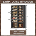 Vipbox Black Shoe Rack Organizer Cabinet for Closet Entryway,Clear Shoe Storage Boxes Stackable Sneaker Storage with Door Easy Assembly Shoe Cabinet with Lids Large 7 Tiers 28 Pairs - size: 7 Tiers 28 Pairs