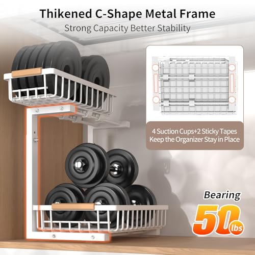 Under Sink Organizer, 2 Pack Under Sink Organizers and Storage, 2-Tier Pull Out Under Cabinet Organizer Storage Shelf, Metal Frame, Height Adjustable Rack for Bathroom Kitchen Pantry - style: White, 2-Pack