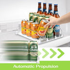 Soda Can Dispenser for Refrigerator - 3 Row Automatic Pusher Glide, Fridge Bottle Rack Drink Organizer, Self-Pushing Width Adjustable Beverage Storage Holds Up to 12 Cans (12.2inch, White) - size: 12.2 inch