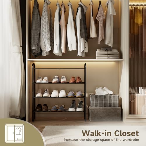 Shoe Rack,Long Shoe Organizer for Closet,Wide Shoe Storage for Entryway, 4 Tier Sturdy Metal Free Standing Shoe Shelf - size: 4-tier-short