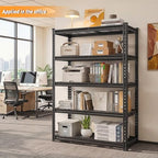 REIBII 40" W Metal Storage Shelves, 5 Tier Steel Garage Shelves, 72" H Adjustable Industrial Shelving Unit and Storage Shelf for Kitchen, Office, Basement, Pantry, Closet, Shed, 2750LBS - size: 40"Wx16"D x 72"H