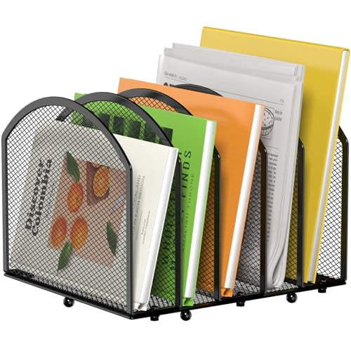 MINDEPOT 5-Section Desk File Organizer, Vertical Desktop File Holder Mail Sorter File Folder Holder Organization for Office School & Classroom (Black - 1Pack) - color: Black, size: 5 Section - 1Pack