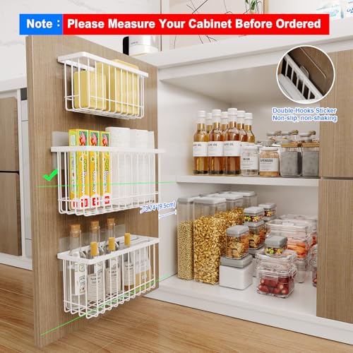 MUSTORN 3 Pack Adhesive Cabinet Door Organizer, Lid Organizers Inside Cabinet Food Container/Tumbler Lid Organizer and Storage Cup Lids Holder for Kitchen & Bathroom Wall Mounted(White) - color: White, size: 3 Pack