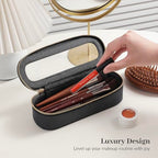 Aveniee Slim Clear Makeup Brush Bag, Small Cosmetic Brush Holder, Mini Toiletry Bag Travel Case for Women, Thin Make up Bags with Dual Zipper, Cute Travel Essentials Bag Organize - Black - color: Black, style: Graceful Slim