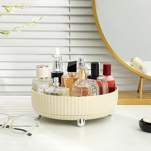 Anyoifax Makeup Perfume Organizer Tray 360 Degree Rotating Lazy Susan Skincare Lotion Organizer Spinning Cosmetics Storage for Dresser, Vanity, Bathroom Countertop, Large Beige - color: Beige, size: 11 "