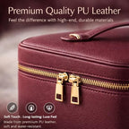 Makeup Bag Vanity Case for Women – Portable Cosmetic Bag Makeup Bag Organizer Travel Toiletry Bag with Removable Divider - color: Burgundy