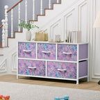 YITAHOME Wide Storage Tower with 5 Drawers - Fabric Dresser, Organizer Unit for Bedroom, Living Room, Closets - Sturdy Steel Frame, Easy Pull Fabric Bins & Wooden Top - color: Purple, style: 5-Drawer