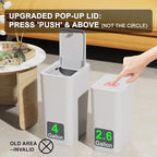 N. NETDOT 3 Pack (2 of 4 Gal & 1 of 2.6 Gal) Small Trash Can with Lid,Bathroom Garbage Can with Pop-Up Lid,Waste Basket for Bathroom,Kitchen,Bedroom,Powder Room,Craft Room,Office,College (Off White) - color: 4gal x2 & 2.6gal Off White