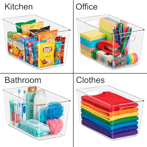 Sorbus Clear Storage Bins, 10 Pack X-Large Organization Bins with Handles – Clear Storage Containers for Storage, Pantry, Fridge, Cabinet, Closet & Kitchen Organization – BPA-Free Plastic - color: 10 Pack, size: X-Large, style: Without Lid
