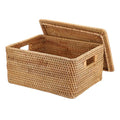 Hipiwe Wicker Storage Bins with Lid Handwoven Rattan Baskets Rectangular Decorative Shelf Baskets Bin with Handles Household Basket Boxes for Home Organizing,13.2"L x10.2"W x6.7"H - size: 13.2"L x 10.2"W x 6.7"H