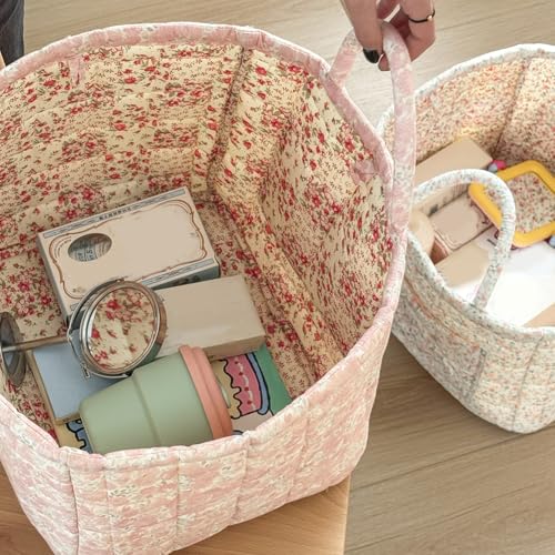 Floral Fabric Storage Basket Car Interior Storage Basket Underwear Sundries Laundry Baskets Supplies Home Organizer Bag (style 2) - color: style 2