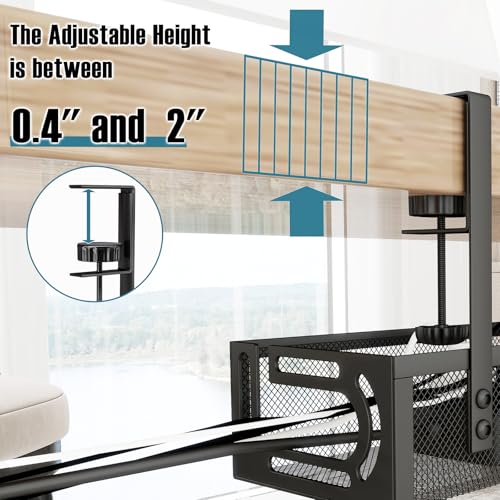 No Drill Under Desk Cable Management Tray, SONATURE 15.7" Cord Organizer for Table, Clamp Mount Desk Cable Management, Premium Carbon Steel Cable Organizer for Office, Home (Black) - color: Black, size: 15.7 inchs