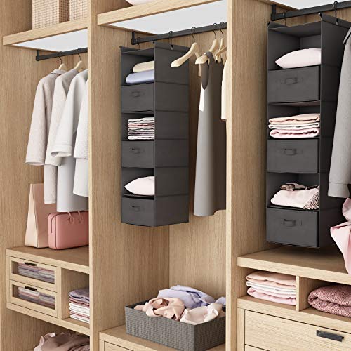 MAX Houser 6 Tier Shelf Hanging Closet Organizer, Closet Hanging Shelf with 2 Sturdy Hooks for Storage, Foldable (Grey-D3) - color: Grey-d3