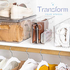 Plastic Food Storage 2 Pack Clear Container Bin with Handles for Organizing Kitchen, Pantry, Refrigerator, Freezer, Pantry, Cabinet, Closet, Bathroom. 10”x4”x6” - size: 10x4x6